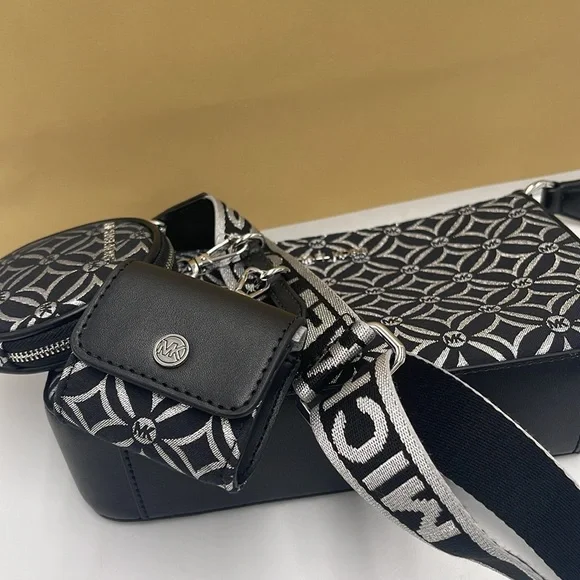 MICHAEL KORS Jet Set Travel Small Logo Jacquard Crossbody With Tech Attach NWT - Picture 3 of 16